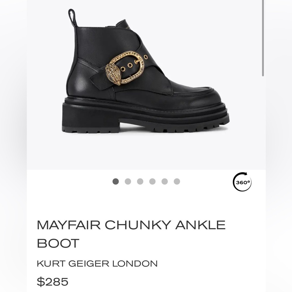 Kurt Geiger MayFair Chunky Boot Black Leather - Picture 3 of 11